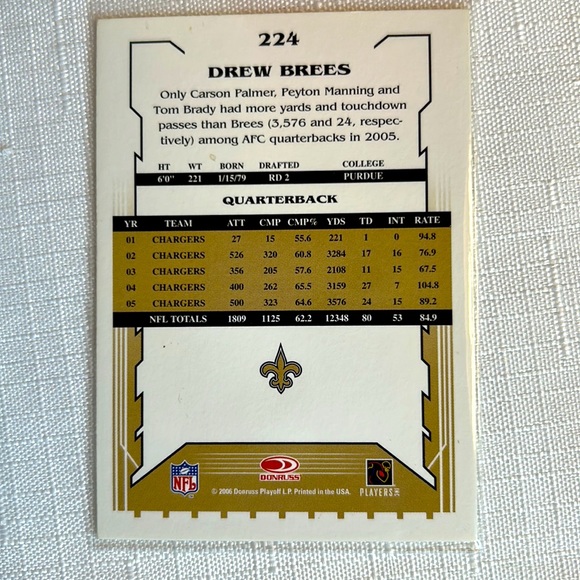 Drew Brees Donruss Trading Cards - Picture 2 of 4